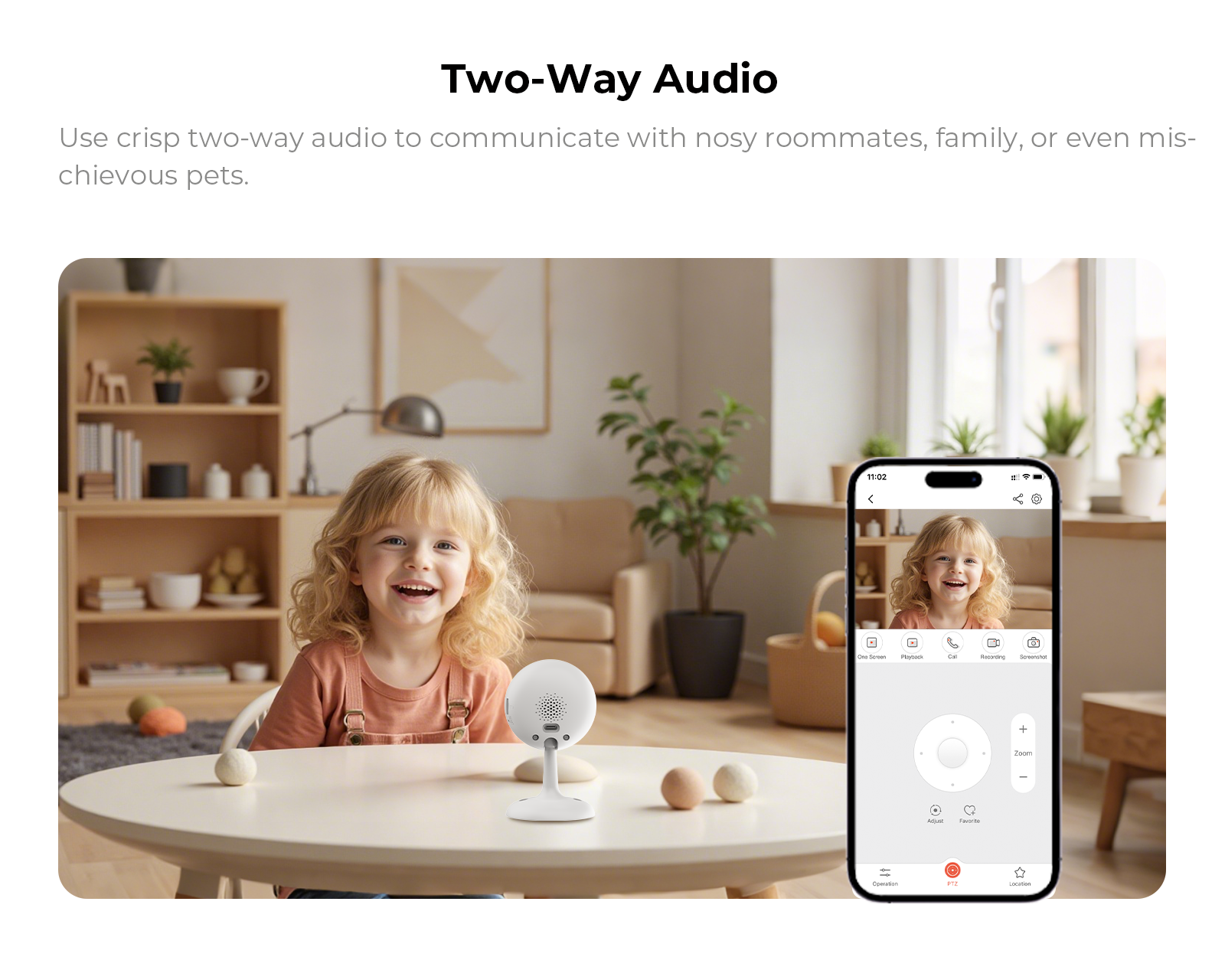 3MP 2K HD Indoor Security Camera for Baby Monitor, Dog Camera with Person & Motion Detection, Google TV Display, No Monthly Fee, 2-Way Audio, Night Vision, Real-Time Alerts, Pet Cameras with 64GB Card