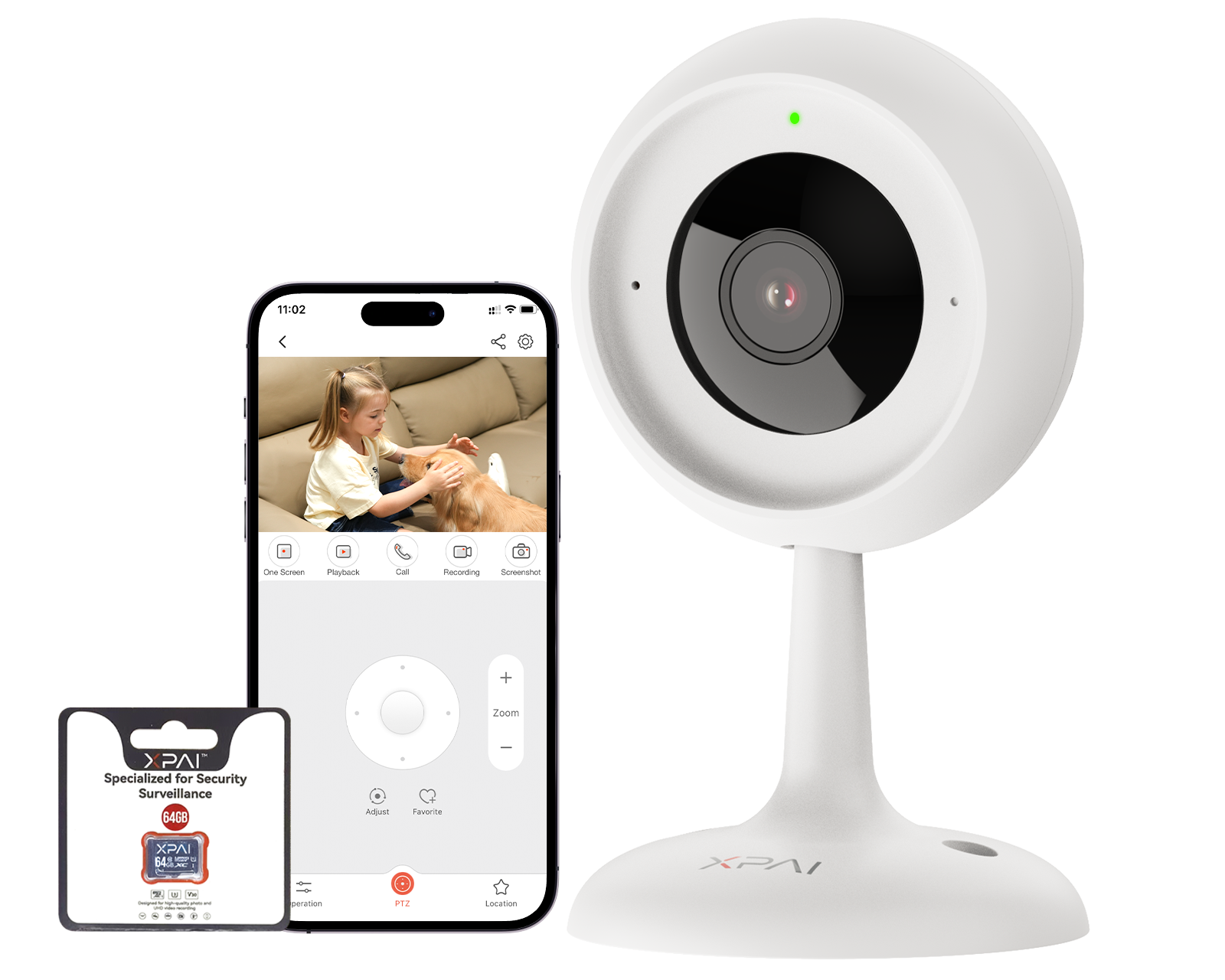 3MP 2K HD Indoor Security Camera for Baby Monitor, Dog Camera with Person & Motion Detection, Google TV Display, No Monthly Fee, 2-Way Audio, Night Vision, Real-Time Alerts, Pet Cameras with 64GB Card