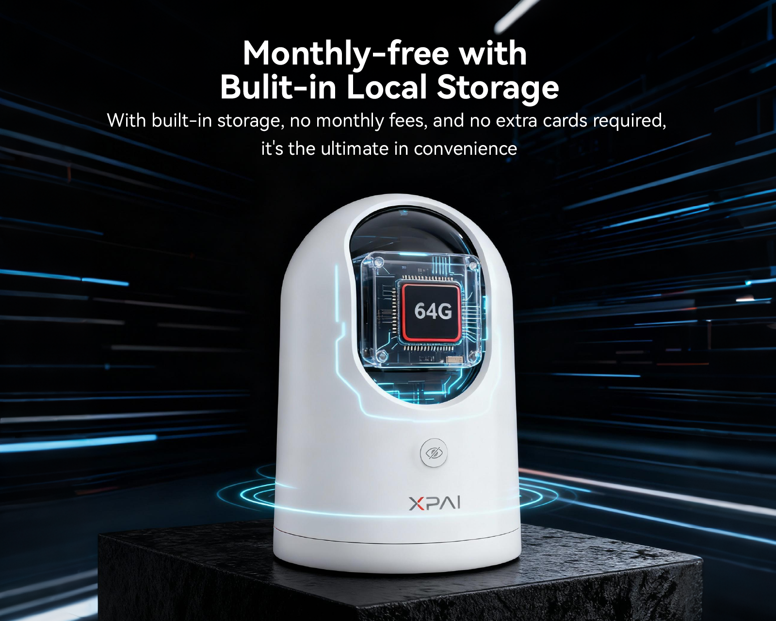 Industry's First with Built-in Storage No Monthly Fees,Indoor Camera Wireless,Baby/Pet/Dog Camera with Phone APP,360° Pan-Tilt Wireless Indoor Cam,Cry Detection,2-Way Audio